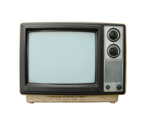 Beat up grungy old television set isolated.