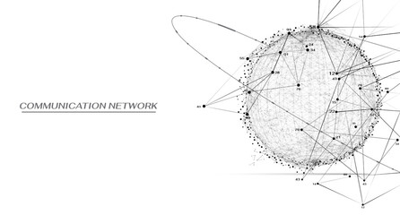 Aufkleber - Abstract futuristic mesh sphere black outline concept design. Geometric low poly with binary data report. 3D sphere shield protection vector background.