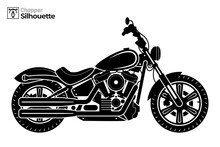 Isolated Chopper Motorcycle Silhouette