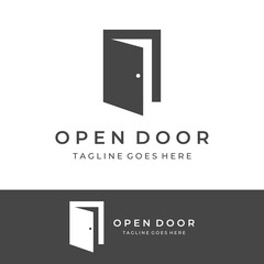 Wall Mural - simple open door abstract logo vector design, interior with geometric shapes or monogram.for buildin