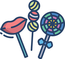 Illustration Of Colorful Lollipops On A White Background