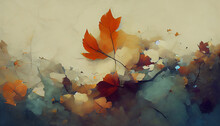 Digital Art Of Autumn Abstract With Colorful Leaves.