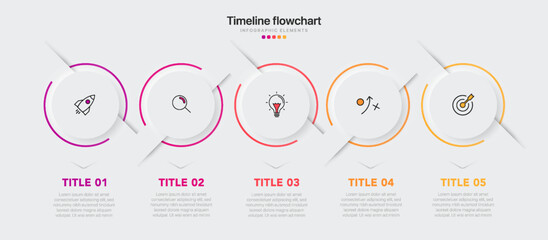 Poster - Timeline infographic design with 5 options or steps. Infographics for business concept. Can be used for presentations workflow layout, banner, process, diagram, flow chart, info graph, annual report.