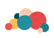 Pile of wool for crochet, knitting. Skein, ball, bobbin. Isolated flat vector illustration
