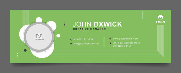 Wall Mural - Modern Email signature design or email footer and personal social media cover template with green background