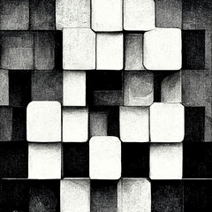 Wall Mural - Modern abstract dynamic shapes black and white background with grainy paper texture. Digital art.