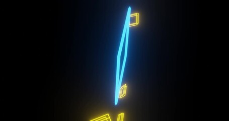 Poster - 3d render with yellow and blue neon squares