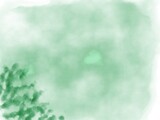 Fototapeta Przestrzenne - Green Grass Watercolor Abstract Painting Background