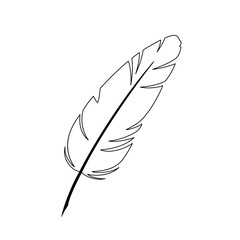 Wall Mural - Feather line icon. Black element isolated on white background. Best for seamless patterns, print, cards, stickers and web design.