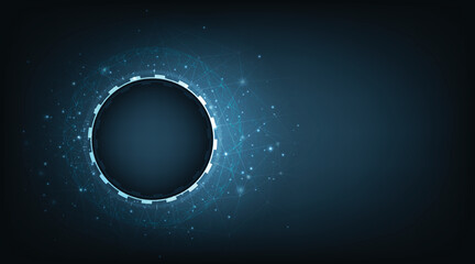 Poster - Dark blue circle technology background design. Futuristic technology concept