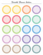 Striped circle stickers labels tags. Colored printable sheet for monthly planner.