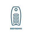 bodyboard icon from summer collection. Thin linear bodyboard, sport, surfboard outline icon isolated on white background. Line vector bodyboard sign, symbol for web and mobile