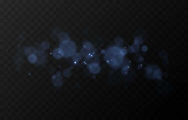 Wall Mural - Vector blue bokeh on an isolated transparent background. Magic Blur PNG. Light movement PNG.