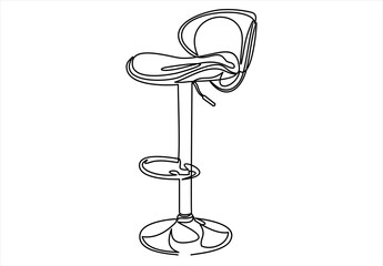 Wall Mural - bar stool line icon-continuous line drawing