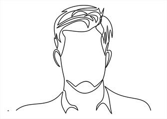Wall Mural - Continuous one line drawing of man portrait. Hairstyle. Fashionable men's style.