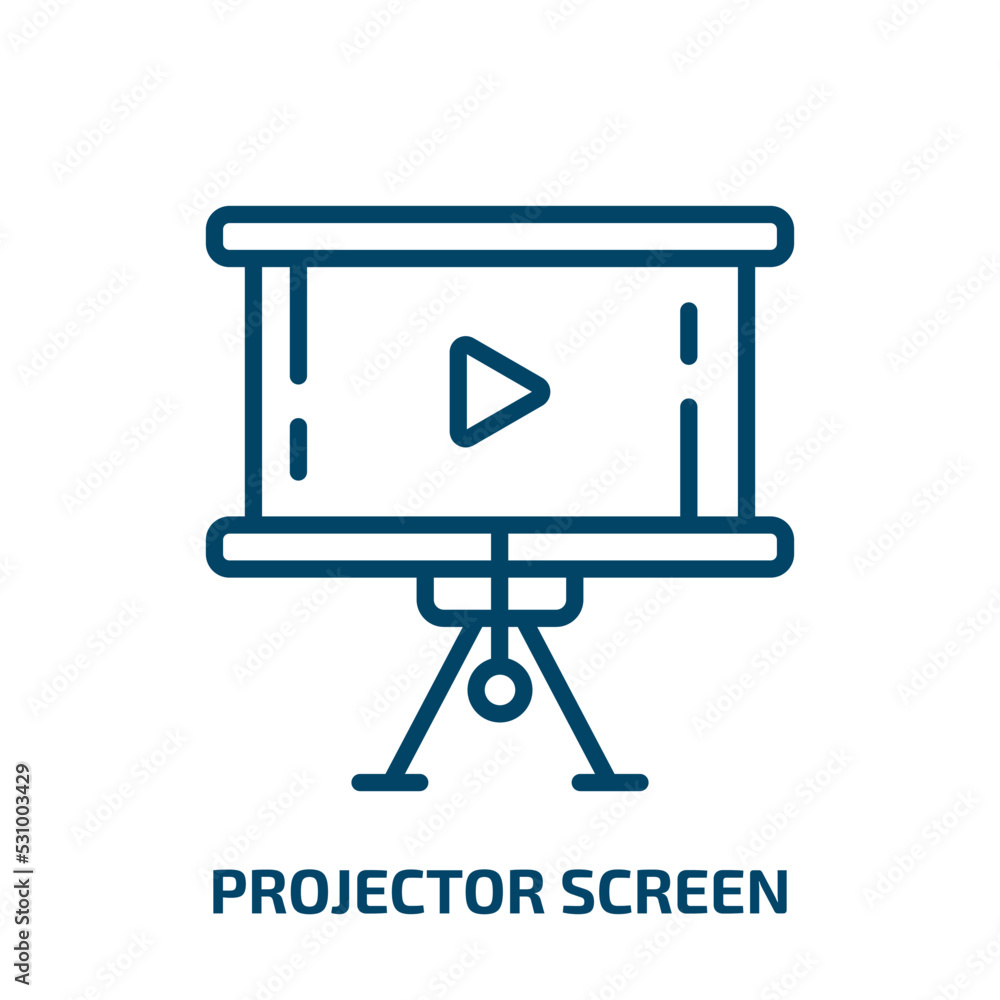 Video Projector Screen Icon projector screen icon from cinema collection. Thin linear projector ...