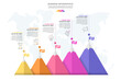 © evseev_tim - Timeline vector infographic. Modern mountain graph with five steps, achievement, mission business options. Report charts for web, app, project, chart, banner, presentations