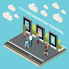 Wall Mural - Isometric City Terminals Composition