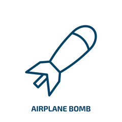 Canvas Print - airplane bomb icon from army and war collection. Thin linear airplane bomb, aviation, bomb outline icon isolated on white background. Line vector airplane bomb sign, symbol for web and mobile