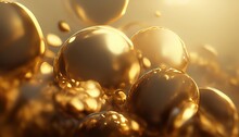 Gold Bubbles,  Abstract Golden Warm Texture Background, Generative AI Illustration