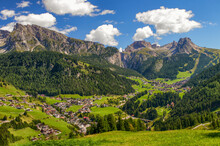 Panoramic view of the Val Gardena, South Tyrol, Italy