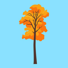 Poster - Autumn tree with orange leaves, illustration, vector