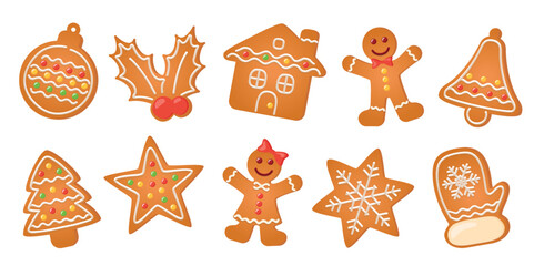 Sticker - christmas greeting card with cookies gingerbread set sweet decoration