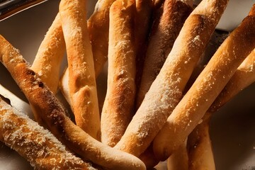 Close up shot of delicious breadsticks