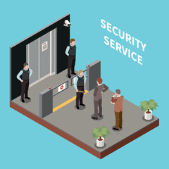 Poster - Security Check Isometric Composition