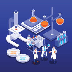 Wall Mural - Isometric Scientific Laboratory Concept