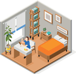 Wall Mural - People Morning Routine Isometric Composition