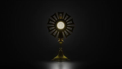 Wall Mural - Jesus Christ in the monstrance present in the Sacrament of the Eucharist - 3D illustration