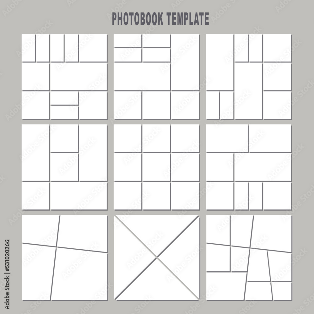 Photo collage grid template photo collage. Photo album design Stock ...