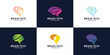 © Royin - collection of abstract brain logotypes. Logos for science innovation, machine learning, ai, medical research, new technology development, human brain health,