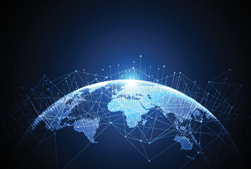 Wall Mural - global network connection. world map point and line composition concept of global business. vector i