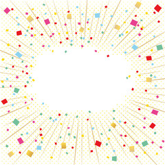 sunburst and colorful confetti background frame illustration