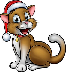 Canvas Print - Santa Hat Christmas Cat