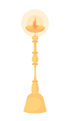 Wall Mural - Gold candlestick holder semi flat color vector object. Editable element. Tall candelabra. Full sized item on white. Simple cartoon style illustration for web graphic design and animation