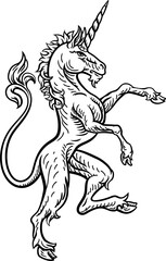 Wall Mural - Unicorn Rampant Heraldic Crest Coat of Arms
