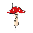 Continuous line illustration, fly agaric mushroom illustration. autumn concept
