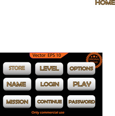 Wall Mural - Set of white buttons and sliders, web icons of different forms. Gradient mesh. Button set color gold glossy. EPS 10. Only commercial use