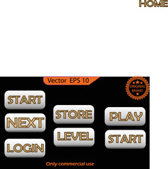 Wall Mural - Set of white buttons and sliders, web icons of different forms. Gradient mesh. Button set color gold glossy. EPS 10. Only commercial use