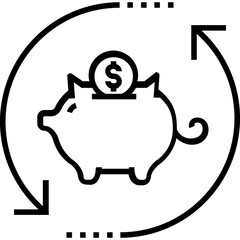 Sticker - Piggy Bank Line Vector Icon