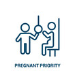 pregnant priority icon from people collection. Thin linear pregnant priority, female, pregnant outline icon isolated on white background. Line vector pregnant priority sign, symbol for web and mobile