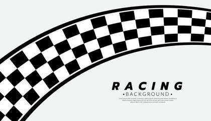 Abstract racing on white background. Checkered curve flag. Finish line banner vector.