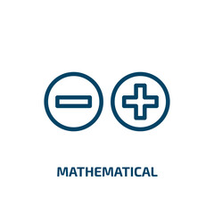 mathematical symbols icon from signs collection. Thin linear mathematical symbols, science, pencil outline icon isolated on white background. Line vector mathematical symbols sign, symbol for web and