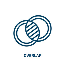 Overlap Icon From Social Media Marketing Collection. Thin Linear Overlap, Business, Logotype Outline Icon Isolated On White Background. Line Vector Overlap Sign, Symbol For Web And Mobile