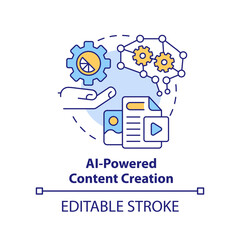 Wall Mural - ai powered content creation concept icon. technology integration in marketing abstract idea thin lin