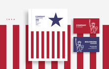 Unitel States Of America Annual Report Book Cover And Business Card Design