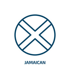 Wall Mural - jamaican icon from user interface collection. Thin linear jamaican, jamaica, emblem outline icon isolated on white background. Line vector jamaican sign, symbol for web and mobile